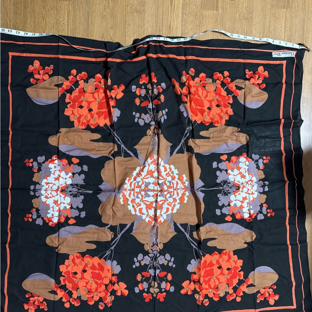 Floral Black and Orange scarf by Christian Dior